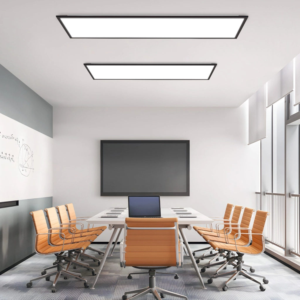 ZMH Plafoniera LED 100x25 cm Dimmabile RGB a Soffitto Piatto con Telecomando 24W Nero Rettangolare per Ufficio