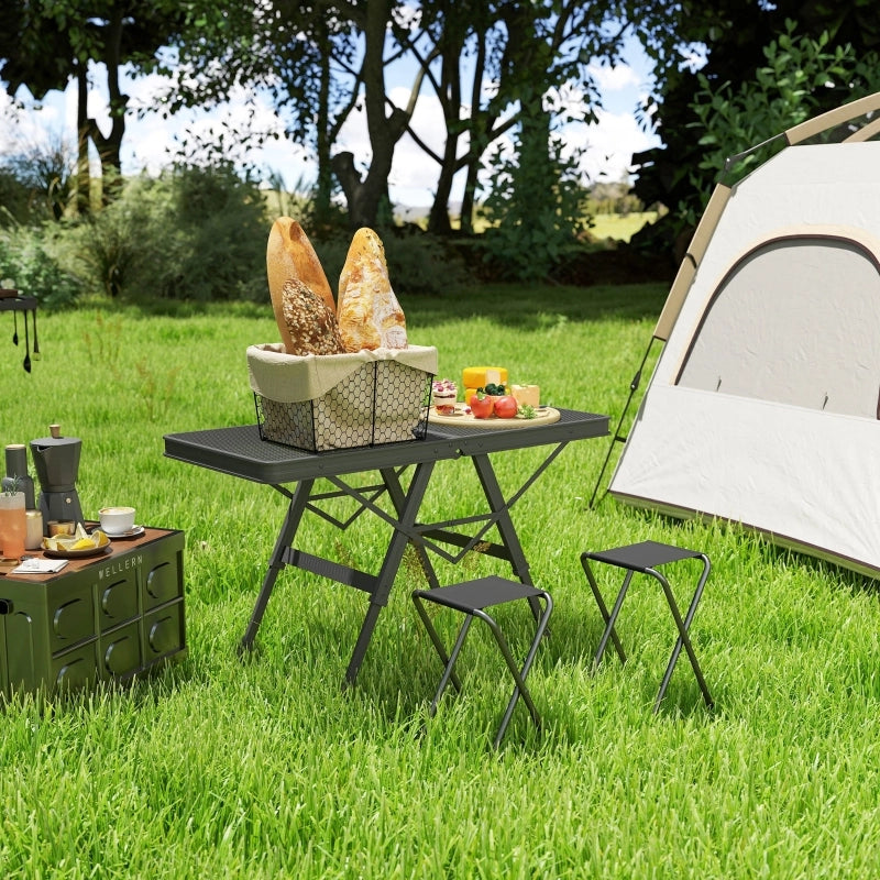 Tavolino Pieghevole Regolabile in Altezza ¨C MINIMAL ¨C Alluminio Nero 90x40,5 cm