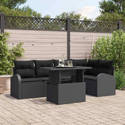 Set Divano da Giardino con cuscino 6 pcs Nero Poly Rattan