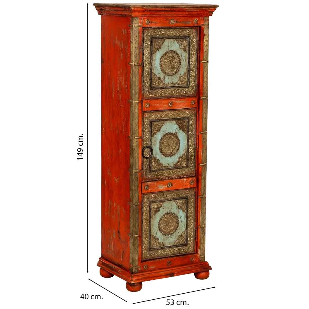 Armadio artigianale in legno rosso 53x40x149h cm