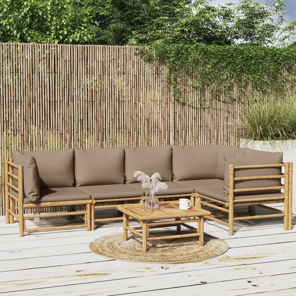 Set Salotto da Giardino 6pz con Cuscini Tortora BambÃ¹cod mxl 76329