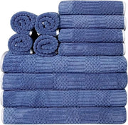 Set di tessuto per bagno in cotone - 4 lenzuoli da bagno, 4 asciugamani e 4 asciugacapelli - Soffice e assorbente