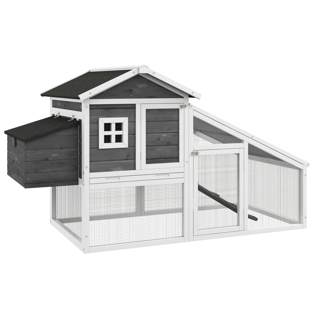 Pollaio Gabbia per Galline 178x95x100 cm in Legno con Tetto Impermeabile Grigio