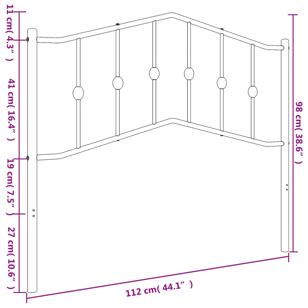 Testiera in Metallo Nero 107 cm