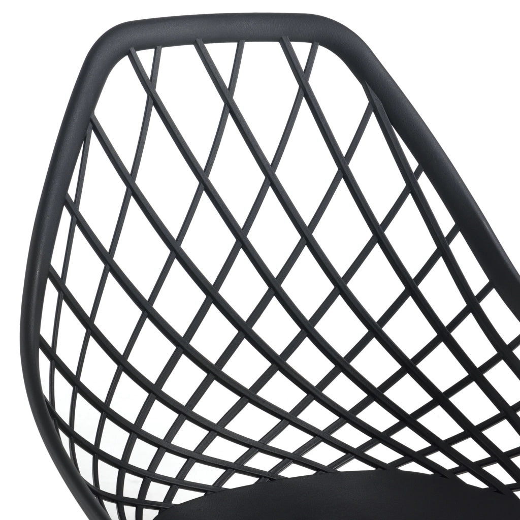 [en.casa] Set da 2 Sedie di Design in Plastica con Gambe in Metallo per Sala da Pranzo / Ristorante / Sale di Attesa - Nero