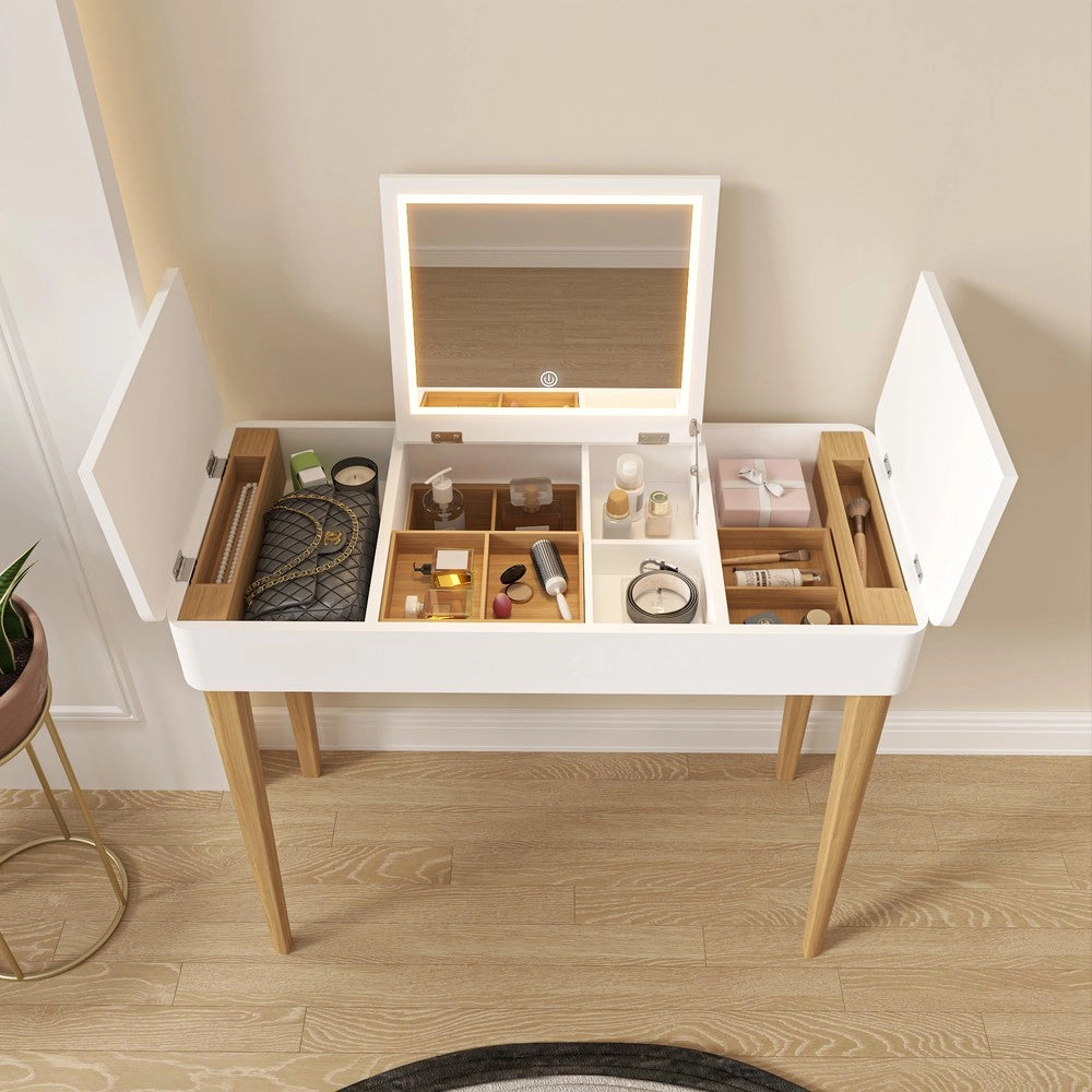 Tavolo Trucco con Specchio e Luce ¨C Xylo ¨C Bianco
