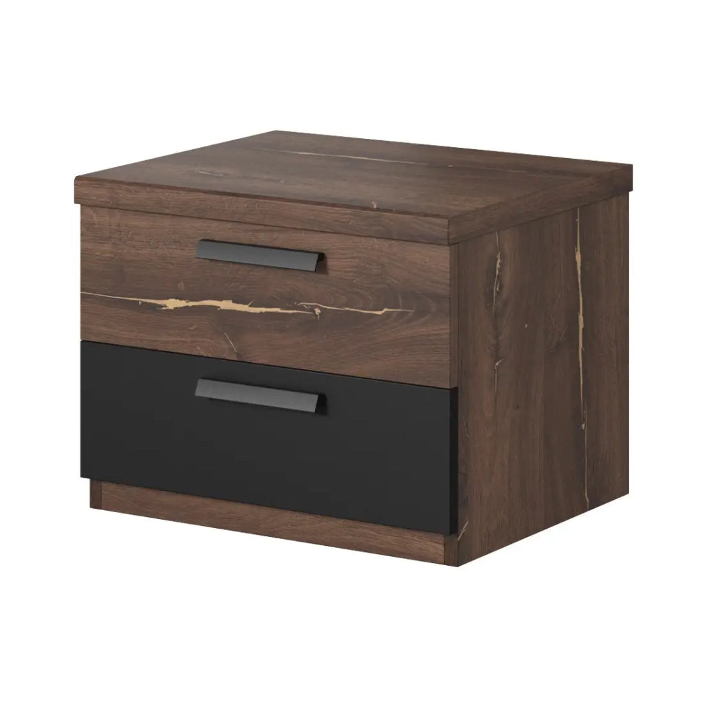 Camera completa FOX – Armadio 200 cm, Letto 180x200 con rete inclusa, Comò, Comodini – Rovere scuro