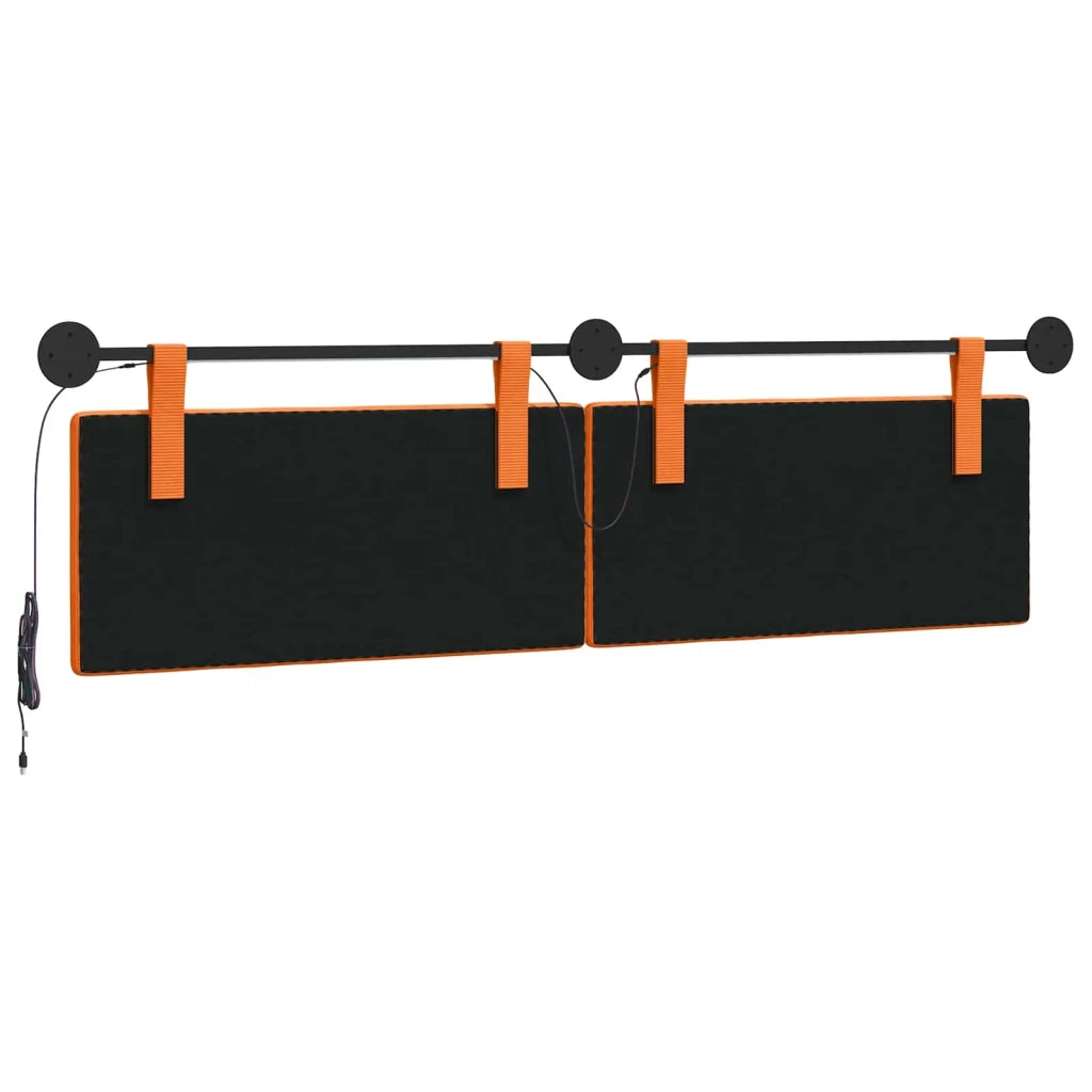 Testiera sospesa Con luce LED Arancione Tessuto in Cords