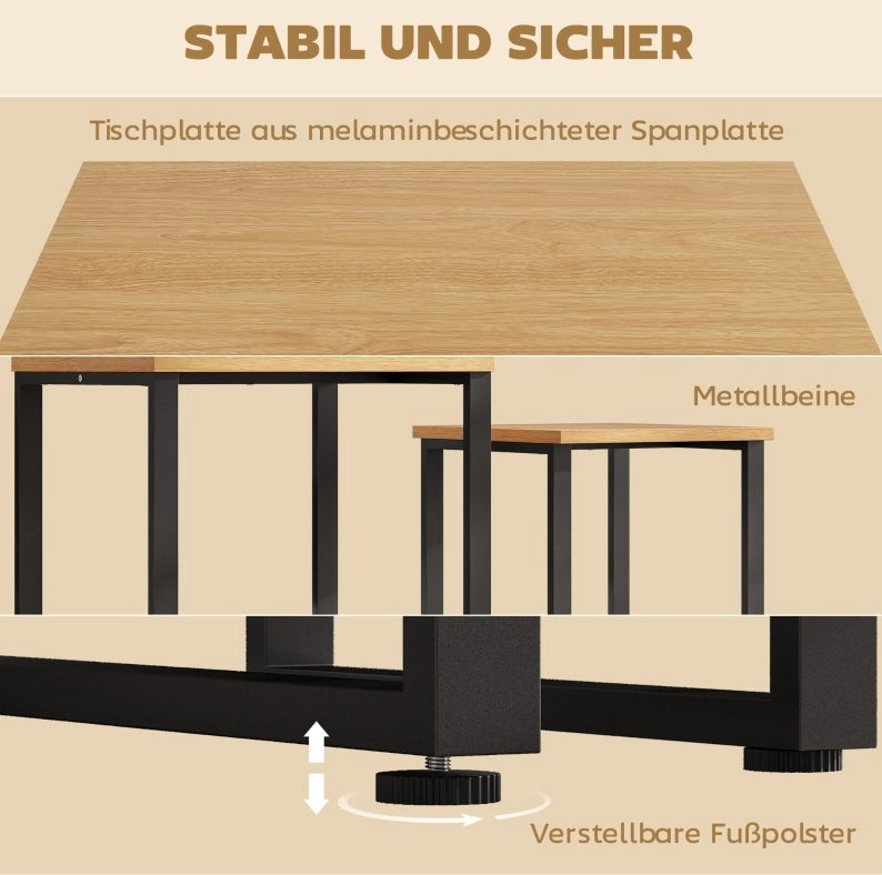 Set di 2 tavolini da caffè in legno naturale e metallo