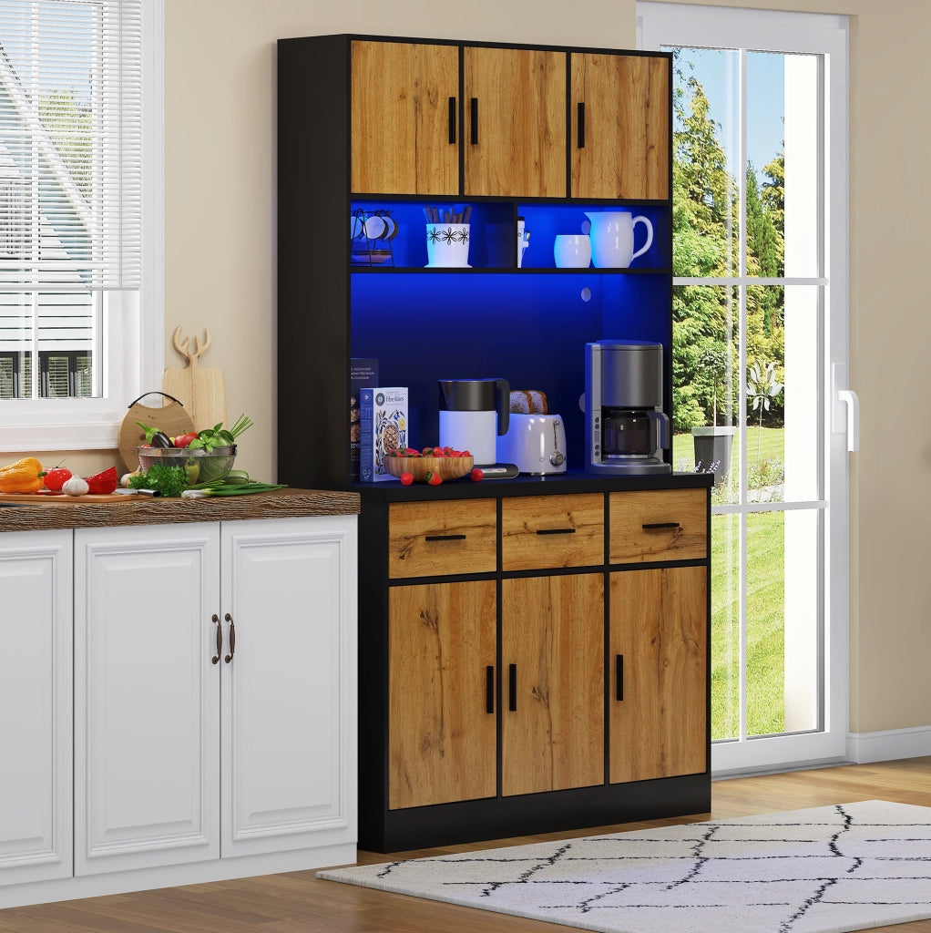 Mobile cucina 100x40x180 cm con LED, prese USB e cassetti