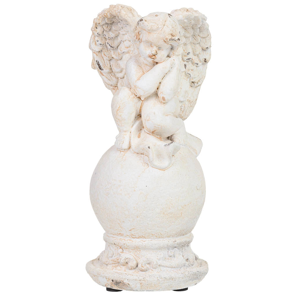 Figura decorativa a forma di angelo in magnesio bianco, 12x12x25h cm
