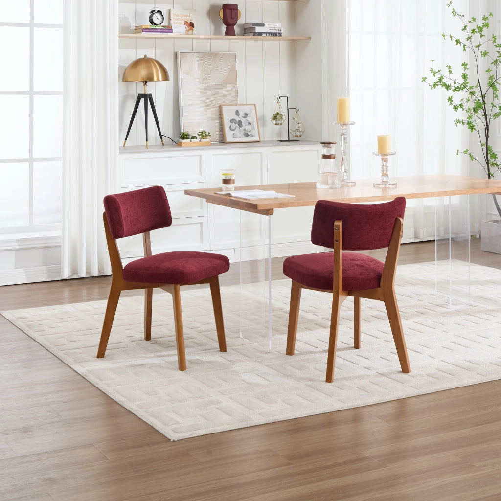 Sedie da Pranzo Set 2 Pezzi ¨C Xylo ¨C Tessuto Imbottite Gambe Legno Massello