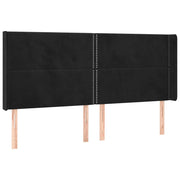Testiera | Testata ad Orecchio Nera 183x16x118/128 cm in Velluto