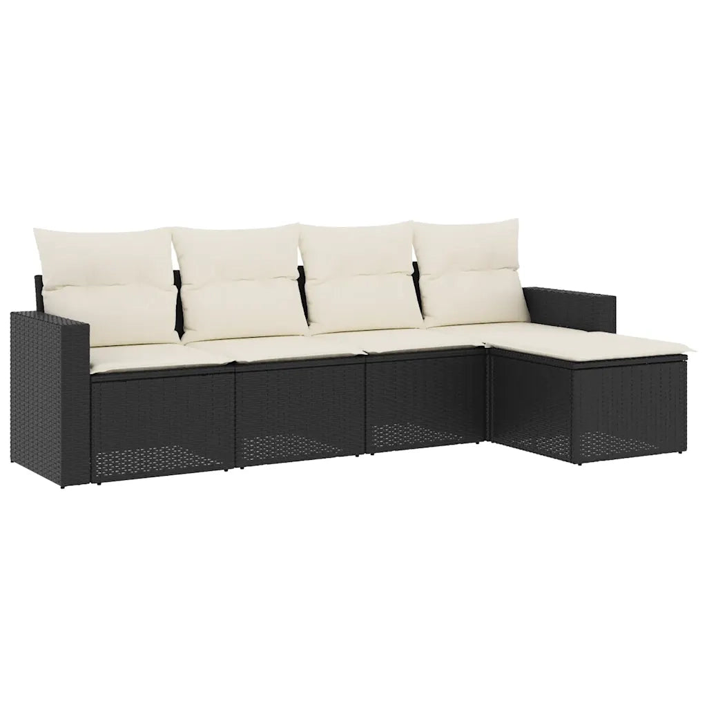 Salotto da Giardino-Set Divani da Giardino 5 pz con Cuscini in Polyrattan Nero 297724