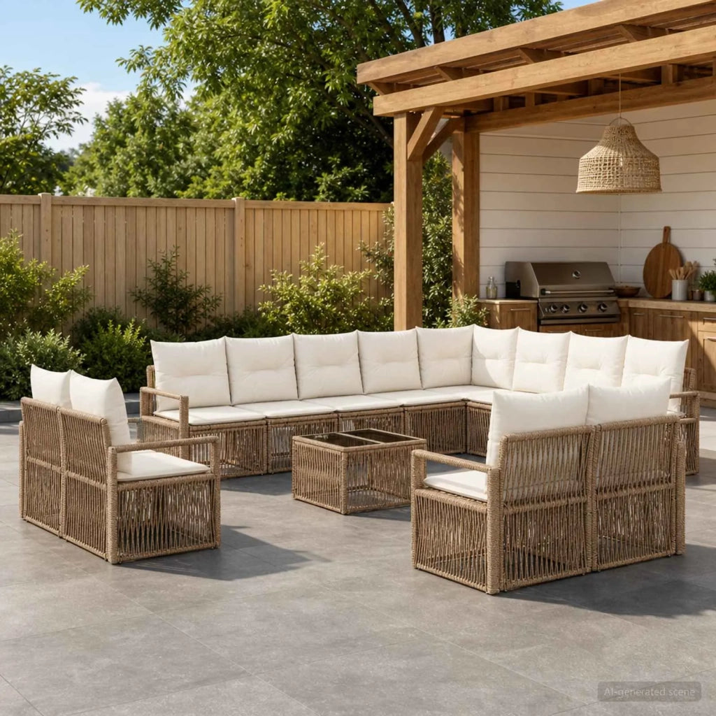 Set Divano da Giardino 13 pcs Beige polyrattan 3435891