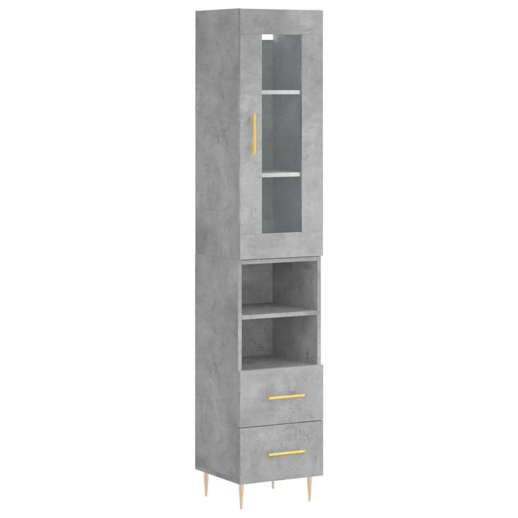 Credenza | Madia | Buffet da pranzo | Armadio da pranzo Grigio Cemento 34,5x34x180 cm in Legno Multistrato
