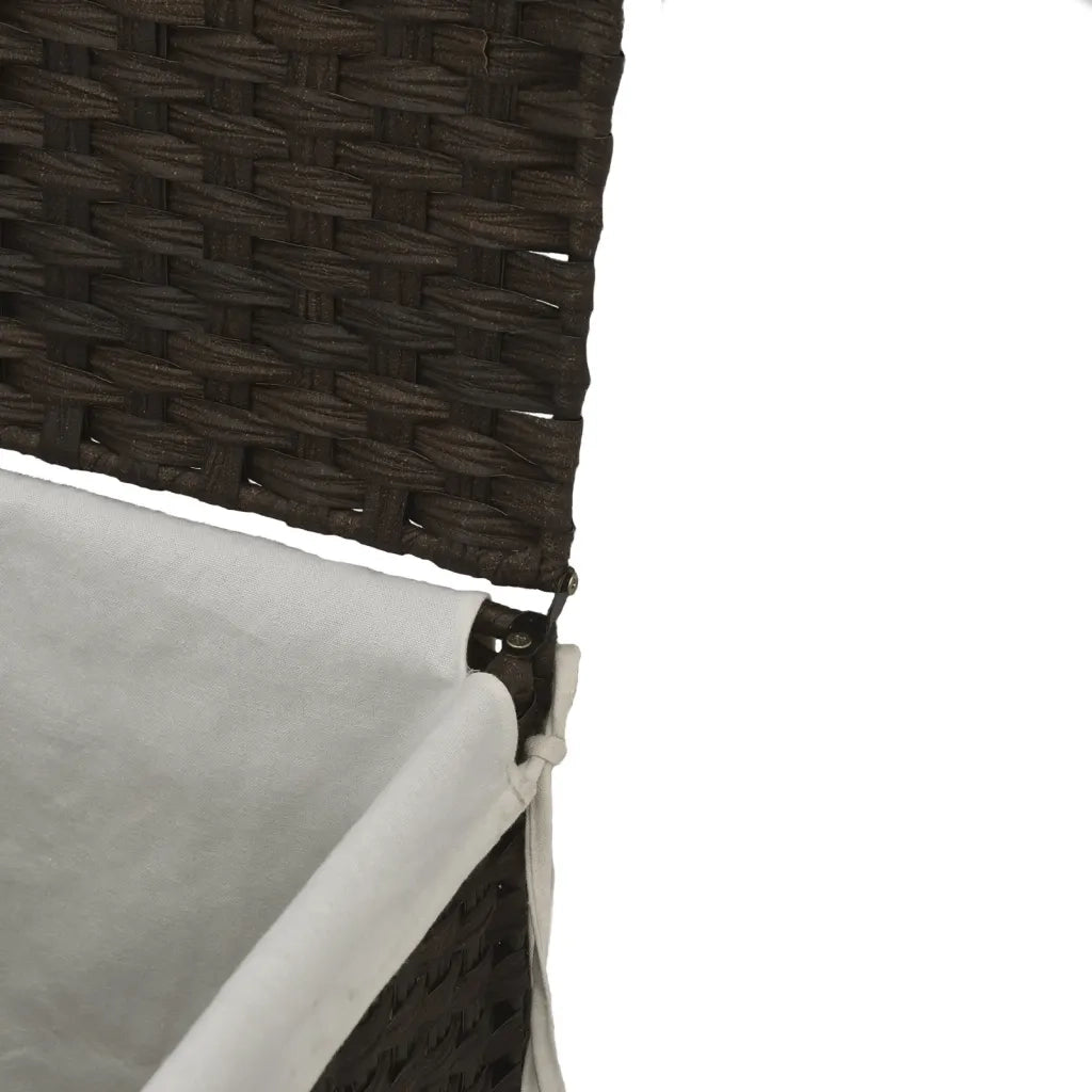 Cesto Biancheria Coperchio Marrone Scuro 46x33x60 cm Polyrattan CFW3388038