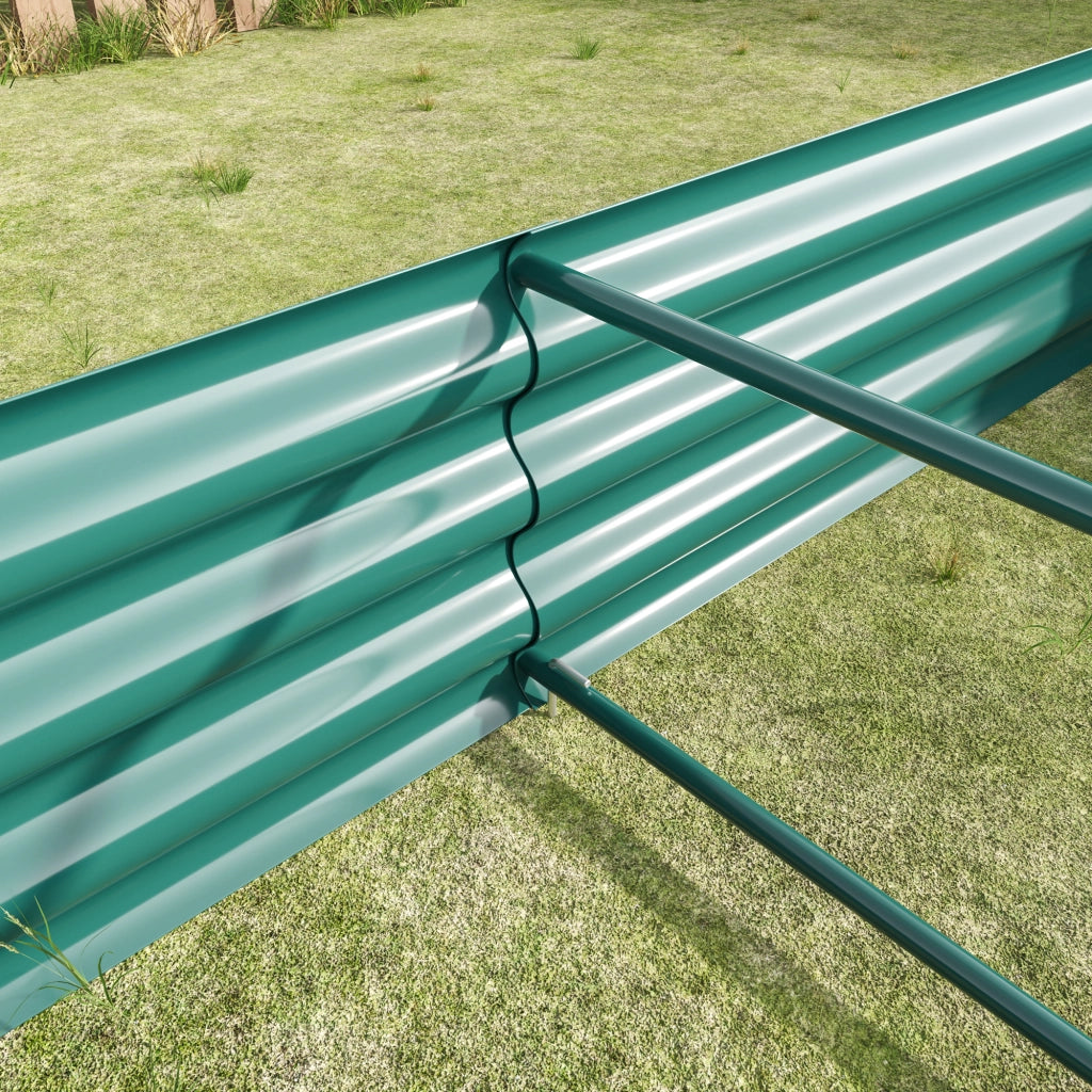 Orto rialzato su gambe in lamiera d'acciaio zincata con fondo aperto per verdure erbe e fiori verde 180 × 91 × 30 cm
