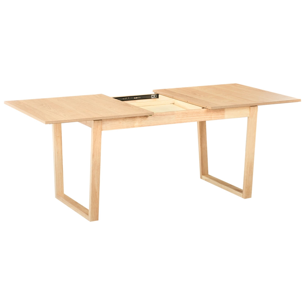 Tavolo da pranzo allungabile impiallacciato in legno di frassino chiaro MDF 160/200 x 95 cm Piano Design moderno Base a canale