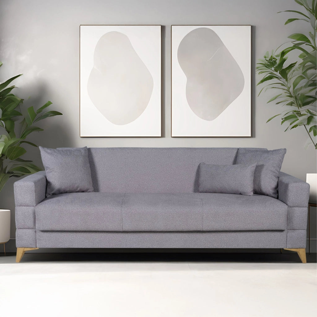 Nogara, Divano Letto 3 Posti Contenitore, 222x88 cm Grigio