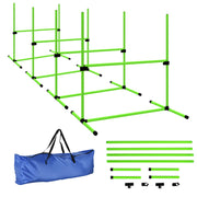 Set Agility per Cani 4 Pezzi ¨C Xylo ¨C Ostacoli Regolabili con Borsa 99x65x94cm Verde