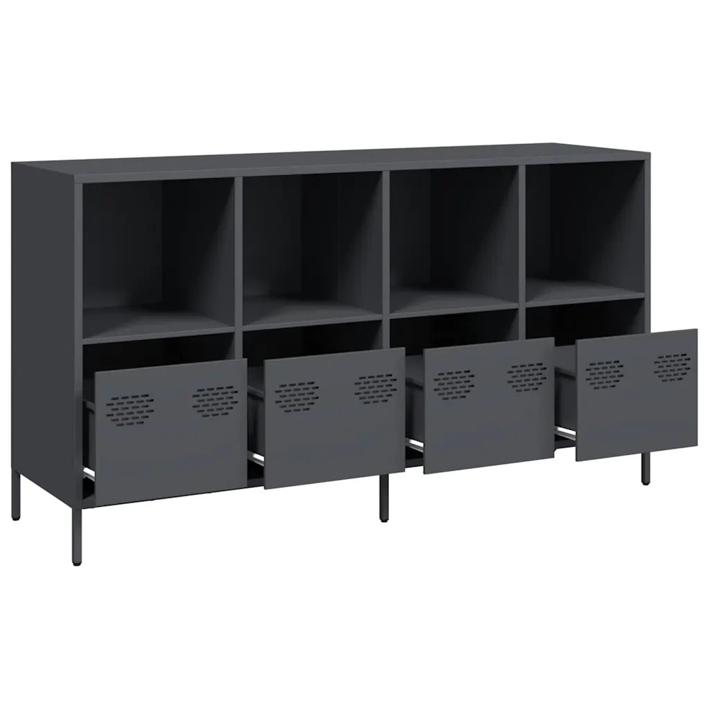 Credenza Antracite 135x39x73,5 cm in Acciaio Laminato a Freddo
