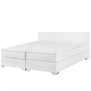 Letto continentale 180 x 200 cm in ecopelle bianca con materasso a molle insacchettate