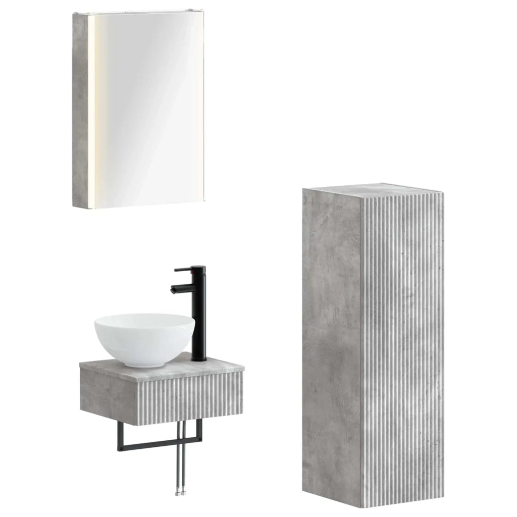 Set di Armadi da Bagno 4 pcs Grigio Cemento 43 x 11,5 x 60,5 cm 3407378