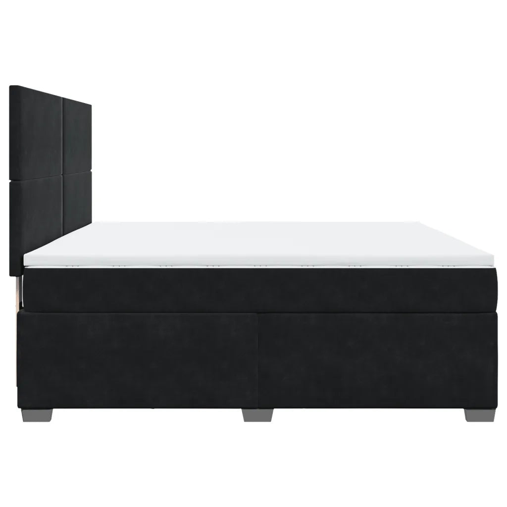 vidaXL Giroletto a Molle con Materasso Nero 180x200 cm in Velluto