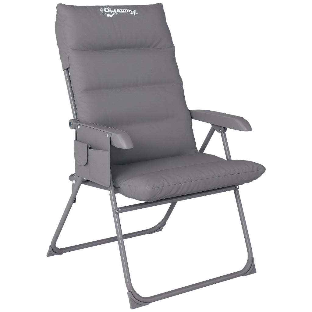 Sedia Pieghevole Regolabile ¨C zephmum ¨C Grigio Chiaro 66x58x105 cm