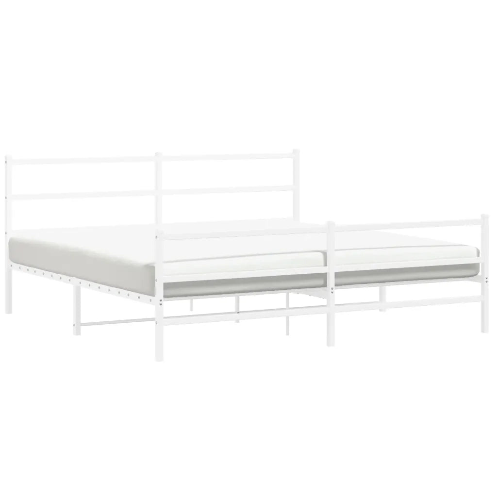 Giroletto con Testiera e Pediera Metallo Bianco 183x213 cm 355437