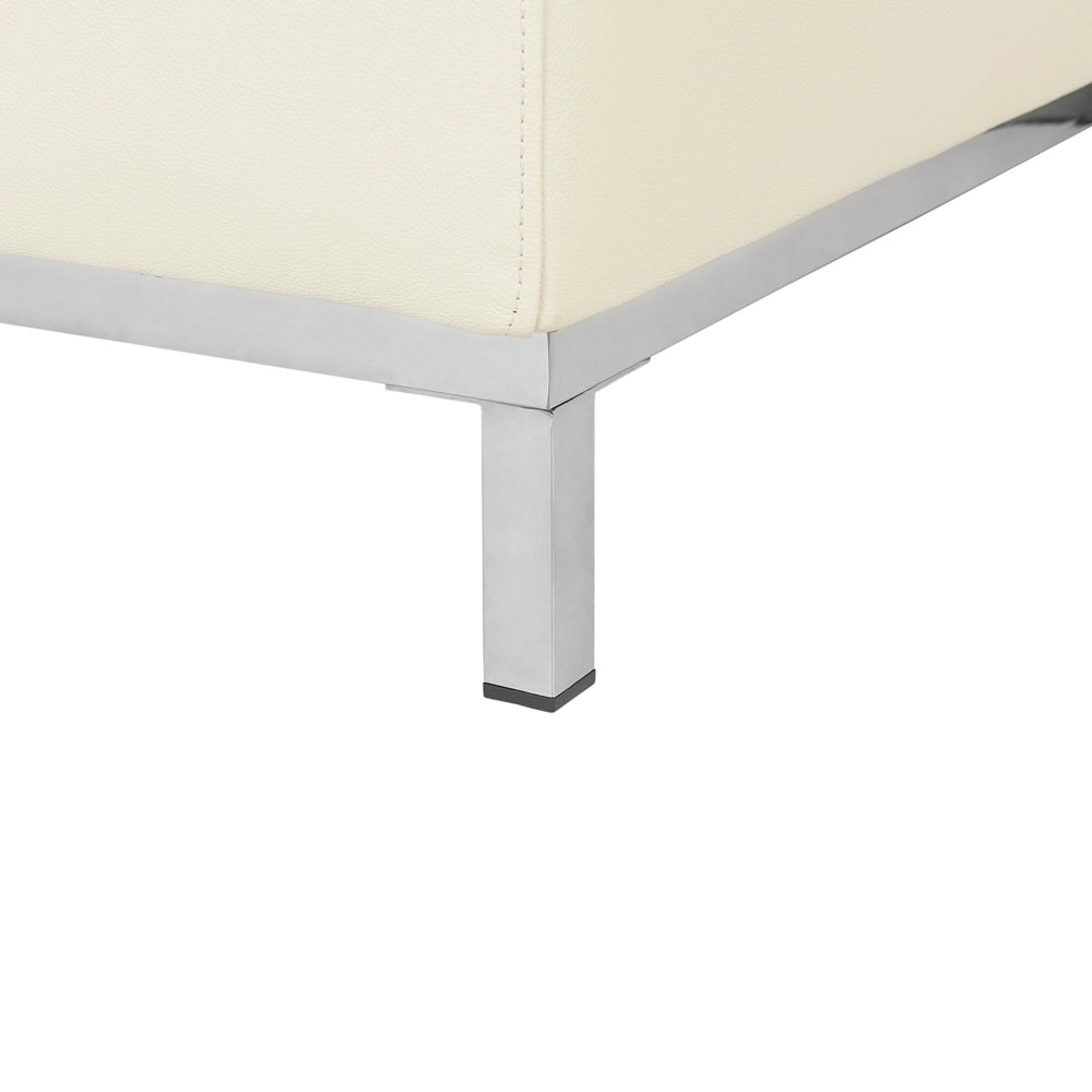Divano ad angolo rivestito in pelle beige con orientamento a versione destra a forma di L ottomana