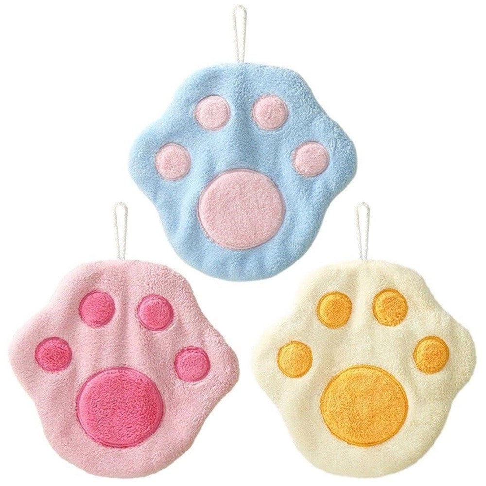 Trade Shop - Asciugamano Morbido Con Impronta Gatto Da Appendere Bagno Bambini Pulizia Casa 10777 -