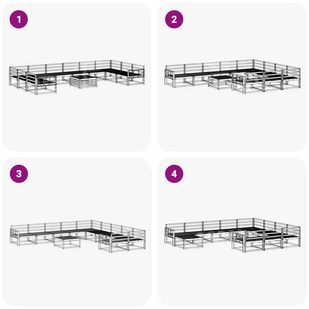 Set di divani da esterno 11 pcs Naturale