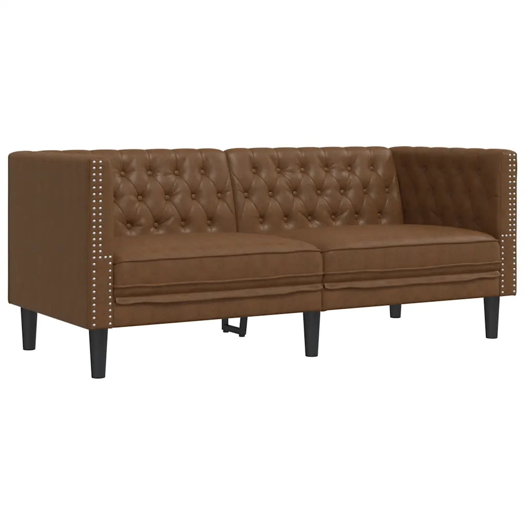vidaXL Set Divani Chesterfield 2pz Marrone in Similpelle Scamosciata