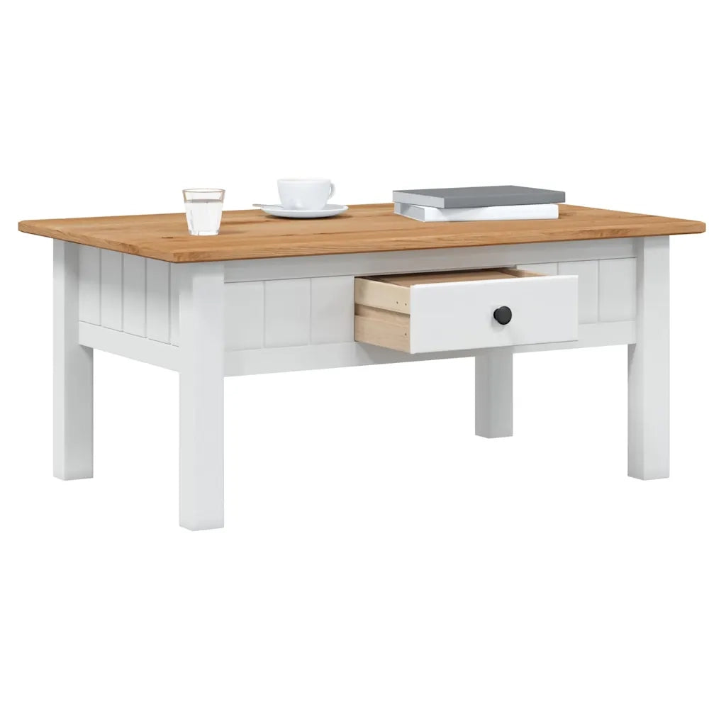 Tavolino da CaffÃ¨ Bianco 100x60x45cm Pino Massello Panama Range cod mxl 25226