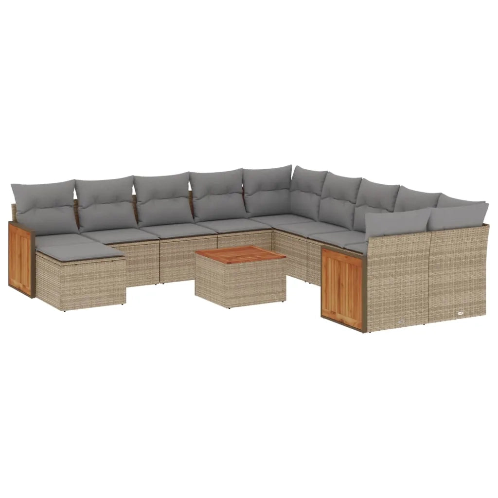 Set Divani da Giardino 12 pz con Cuscini Beige in Polyrattan 3228257