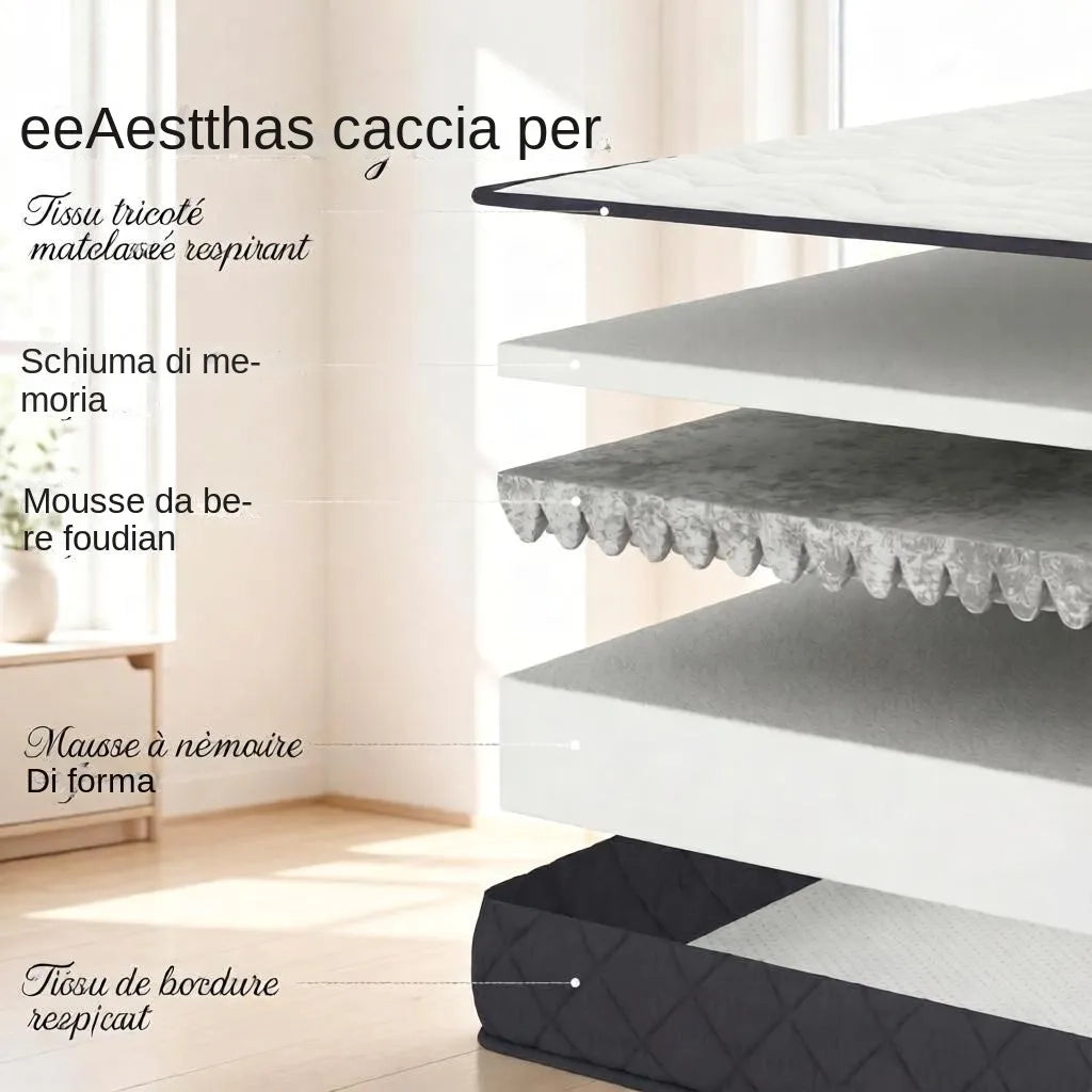 Materasso in Memory Foam e Schiuma Ondulata con Base Antiscivolo 90x190x20 cm; Bianco e Grigio