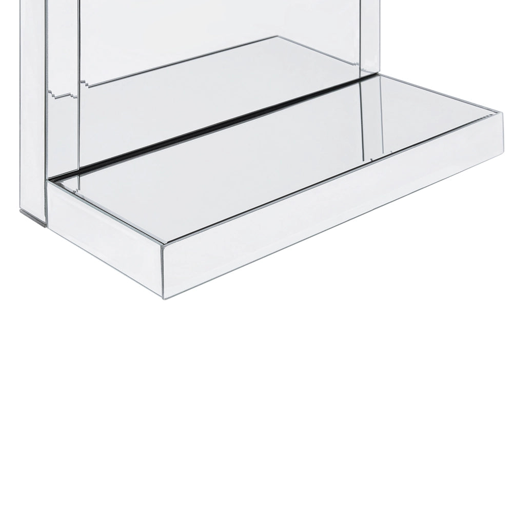 Mensola Bagno Effetto Specchio Argento 3 Gomme Vetro Temperato Glam Decorativo
