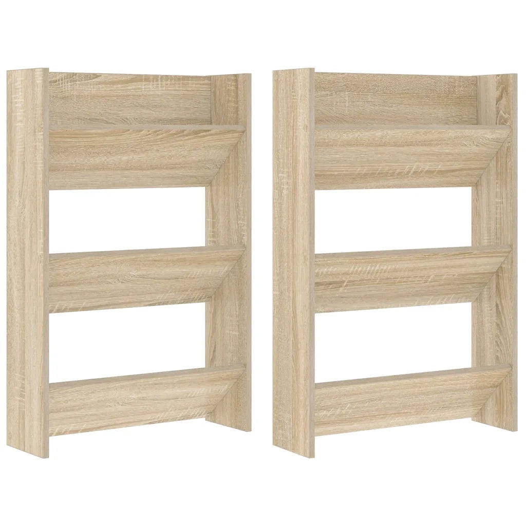 Scarpiere a Muro 2pz Rovere Sonoma 60x18x90cm Legno Multistrato 806766