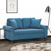 Divano a 2 Posti con Cuscini-Sofa 2 Posti con Cuscini Blu 120 cm in Velluto 299232