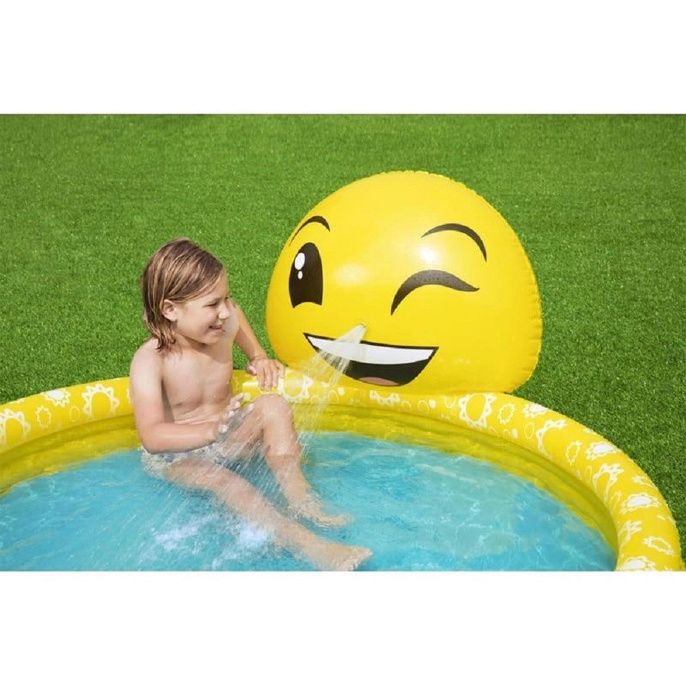 Trade Shop - Piscinetta Piscina Per Bambini Smile Emoticon 165 X 144 X 69cm Con Spruzzo 53081 -