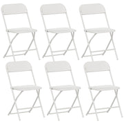 Set 6 Sedie Pieghevoli 45x49x79,5 cm con Fori di Drenaggio in Plastica e Metallo Bianco