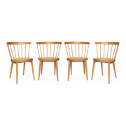 Set di 4 sedie in legno e paglia, marrone naturale
