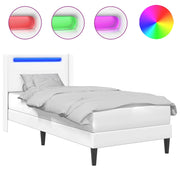 Letto singolo | Letto per adulti | Struttura del letto con testiera Bianco 90 x 190 cm Similpelle