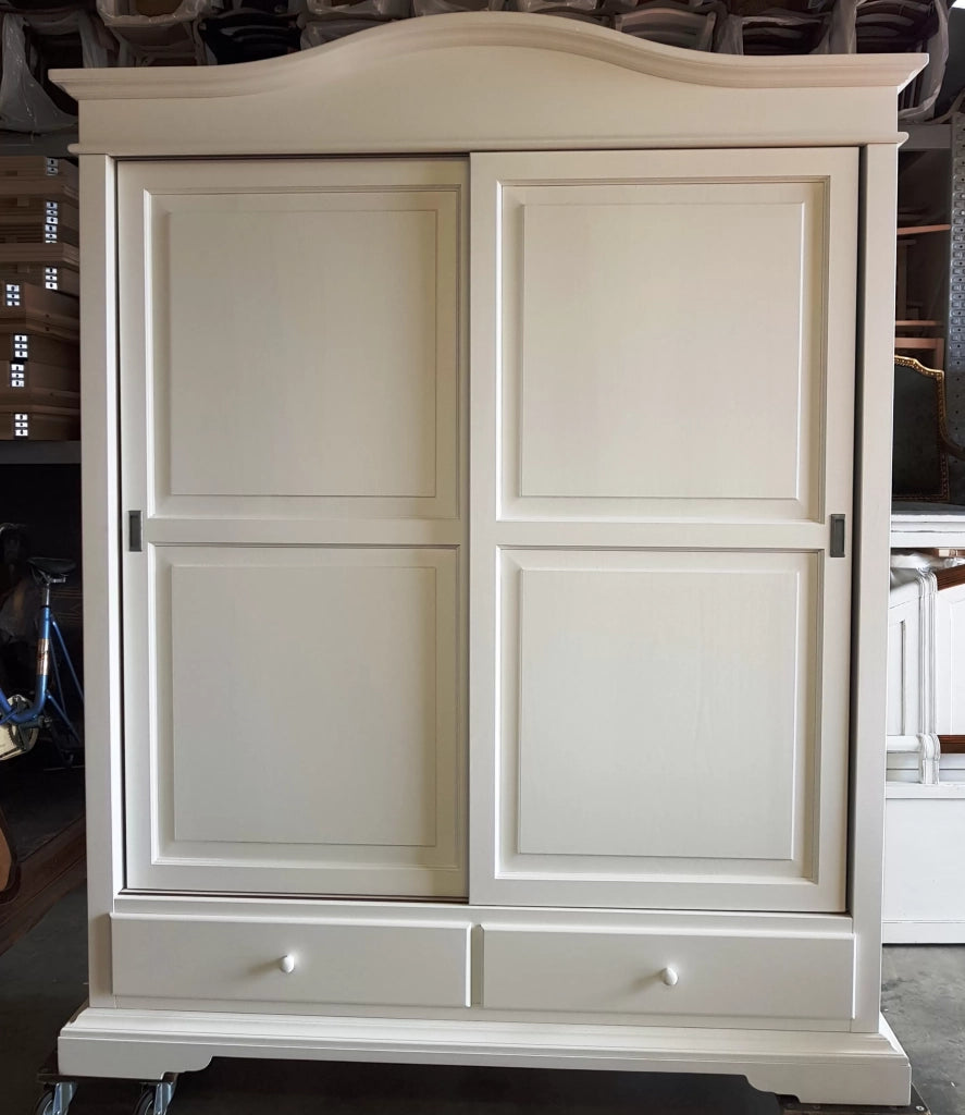 Armadio 2 porte scorrevoli classico legno bianco 180x67x225h (1398) - Mobili 2G