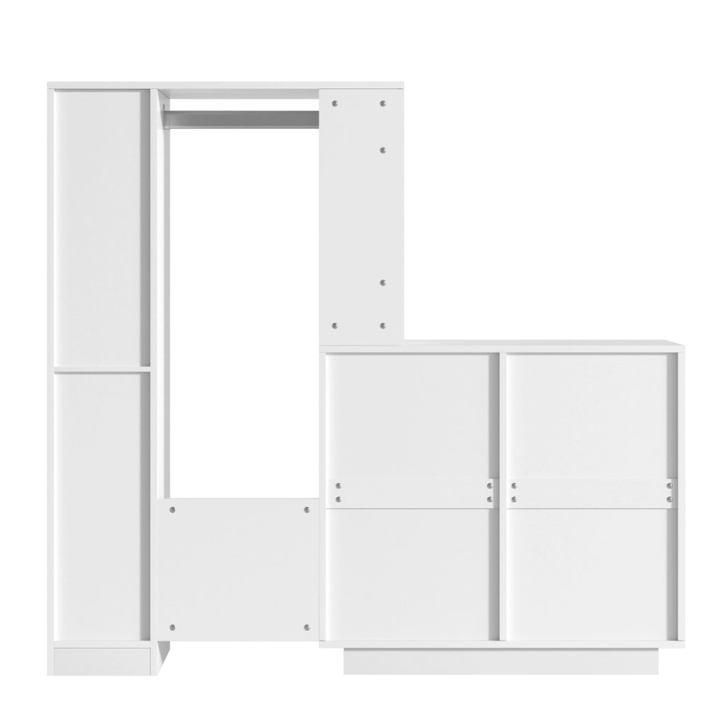 Armadio, mobile da ingresso, 6 cassetti, ripiani, 139 x 35 x 133 cm, bianco