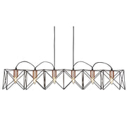 Lampadario Industrial-Nordico Antea Acciaio Nero Rame 6 Luci E27