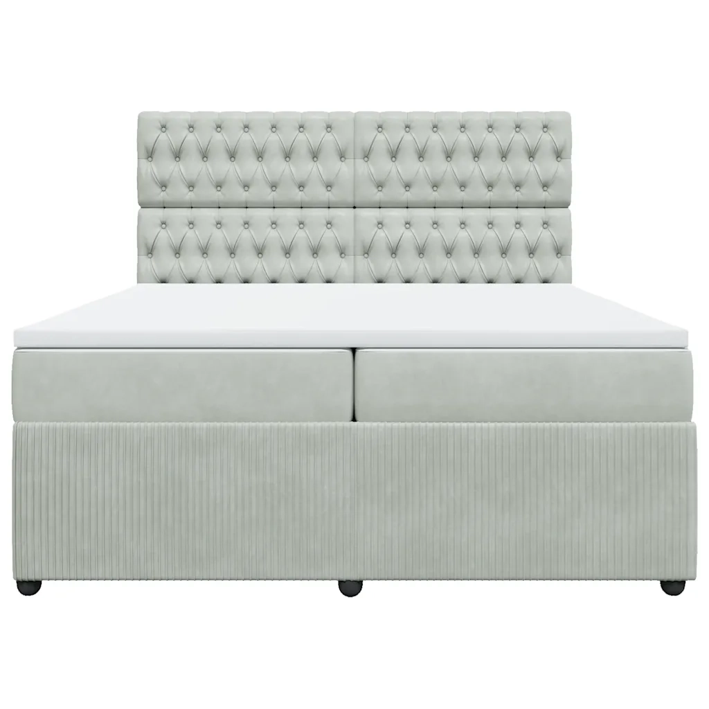 Giroletto a Molle con Materasso Grigio Chiaro 200x200cm Velluto