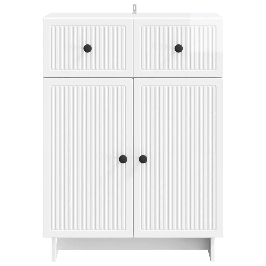 Credenza Bianco Lucido 66 x 34,5 x 90 cm Legno ingegnerizzato